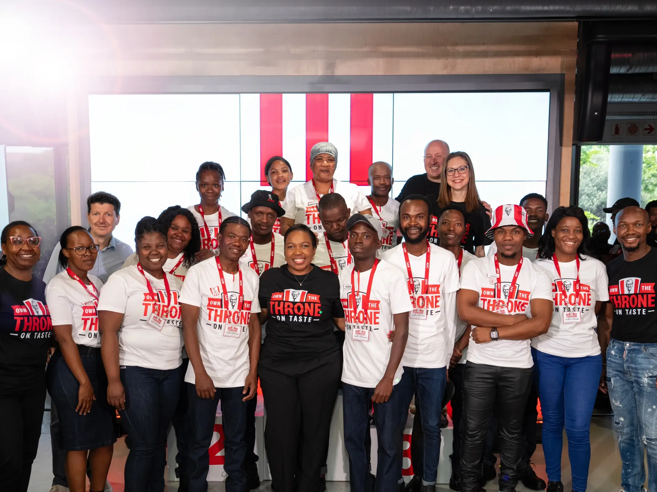 KFC team members celebrating together
